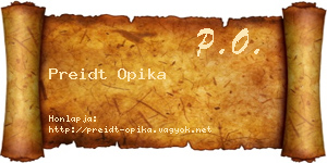 Preidt Opika névjegykártya